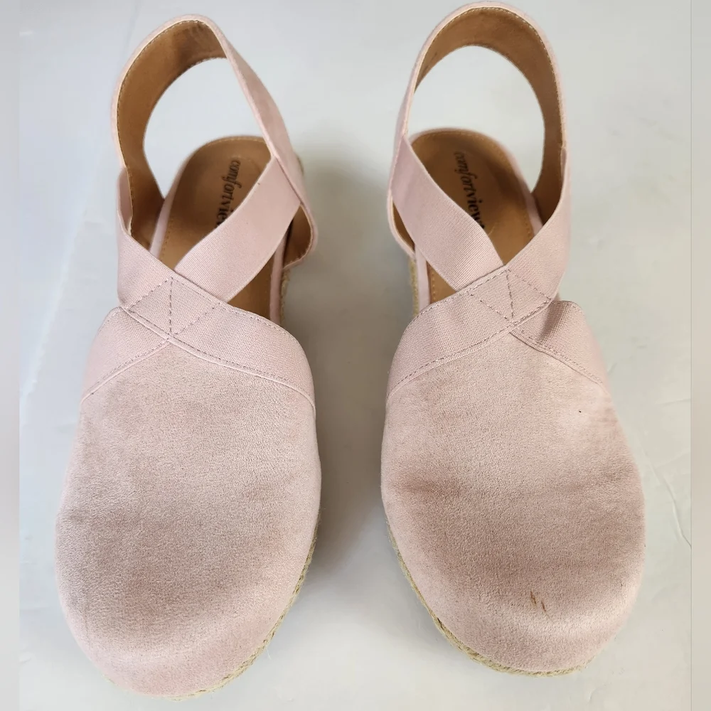 Comfortview Pastel Pink Wide Width The Elodie Espadrille Sandals Size 9W
